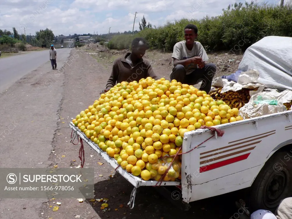 Selling orange on the side of the road, near Addis Ababa, ethiopia