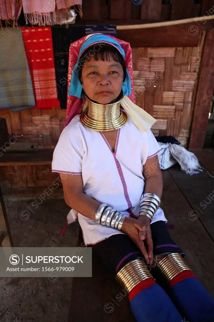 A Longneck woman sitting Approximately 300 Burmese refugees in Thailand are members of the indigenous group known as the Longnecks The largest of the ...
