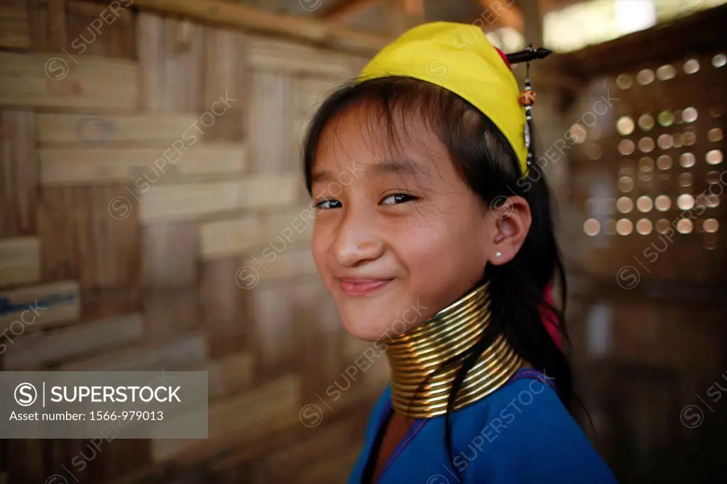 A young Longneck girl smiles Approximately 300 Burmese refugees in Thailand are members of the indigenous group known as the Longnecks The largest of ...