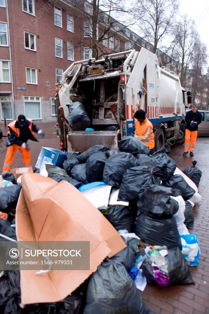 Collection of waste disposal in Amsterdam the Nethrlands Carbage is being incinerated in powerstations for generating electricty