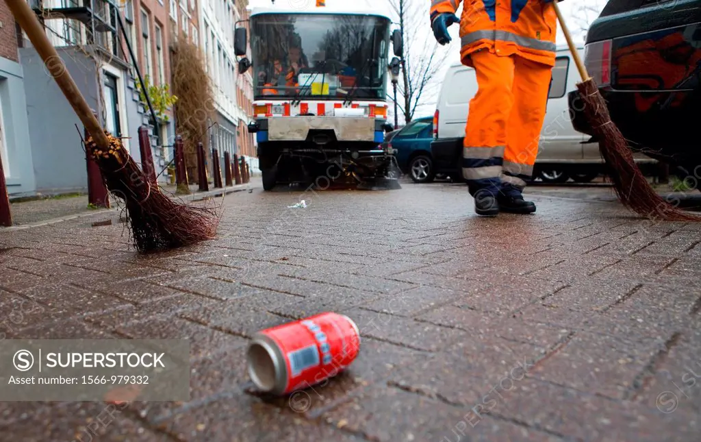 Street cleaners at work in Amsterdam