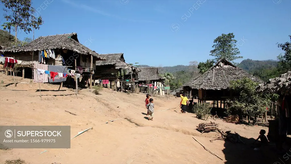 View of the Burmese displaced persons camp In Myanmar Burma, thousands of people have settled near the border as a result of oppression in their homel...