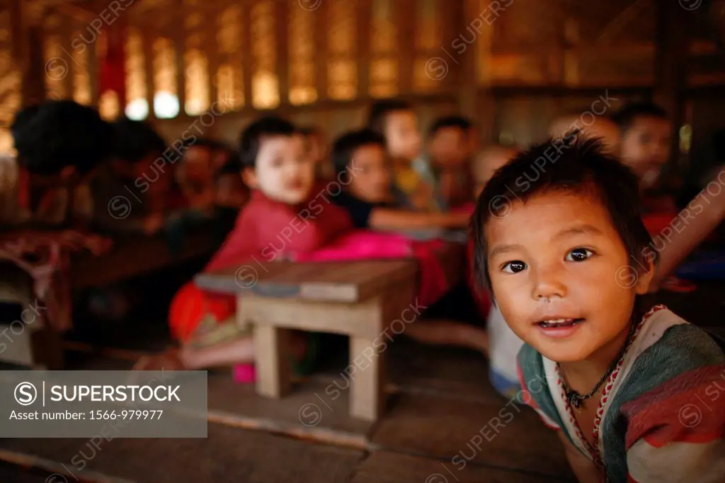 Children at the La Per Her village school in Myanmar In Myanmar Burma, thousands of people have settled near the border as a result of oppression in t...