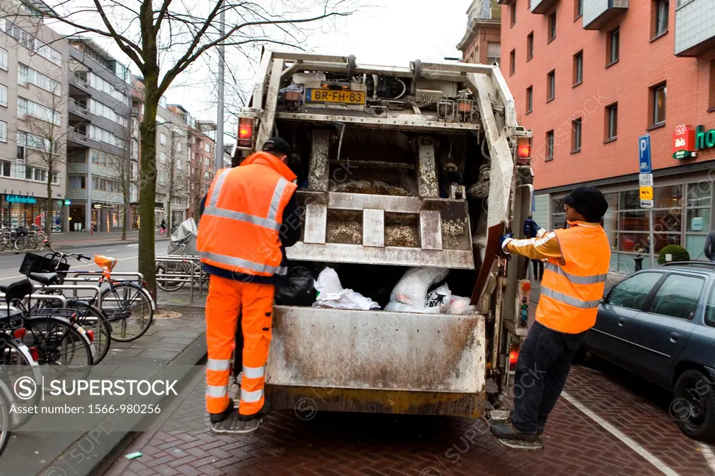 Collection of waste disposal in Amsterdam the Nethrlands Carbage is being incinerated in powerstations for generating electricty