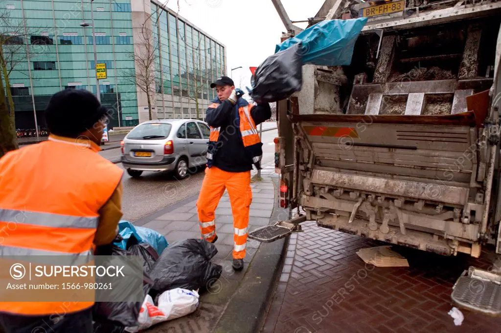 Collection of waste disposal in Amsterdam the Nethrlands Carbage is being incinerated in powerstations for generating electricty