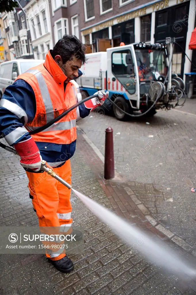 Street cleaners at work in Amsterdam