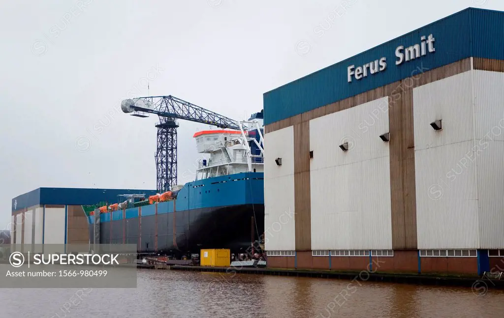 Construction of a ship at a shipyard has been completed and ready to use Many of the shipyards in Groningen have been bankrupt There are only few rema...