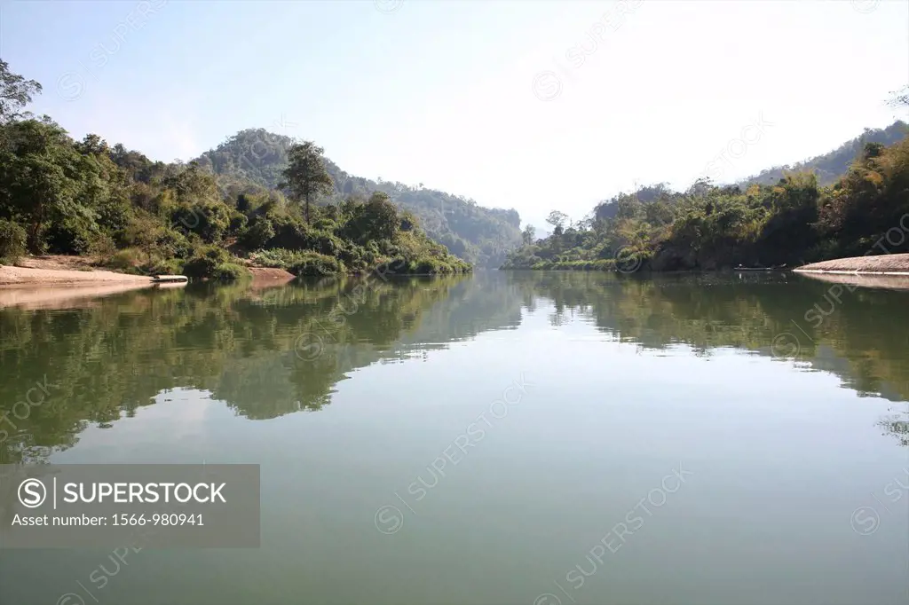 View of the river near the displaced persons camp in Myanmar, across the border from Thailand In Myanmar Burma, thousands of people have settled near ...