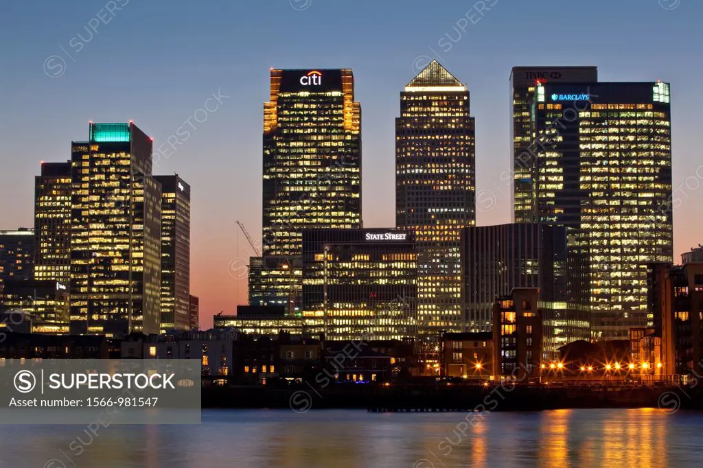 A View of Canary Wharf Financial District, London, England