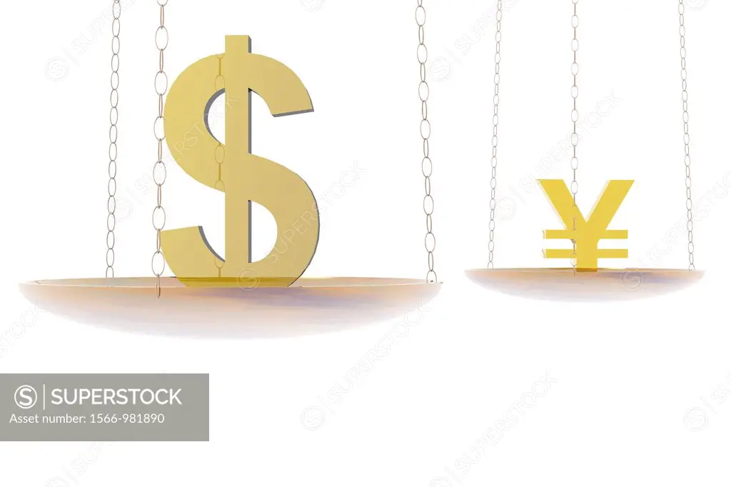 Financial balance  Balance with dollar and yen symbols