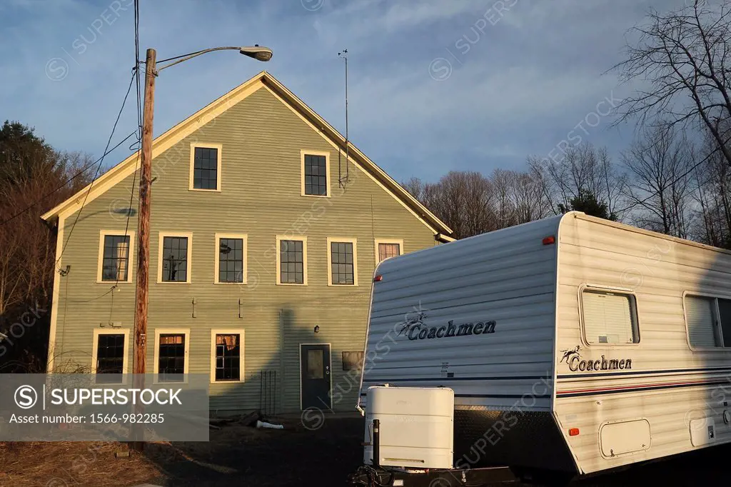 A trailer and a building in the small Western Massachusetts town of Colrain  Massachusetts, United States
