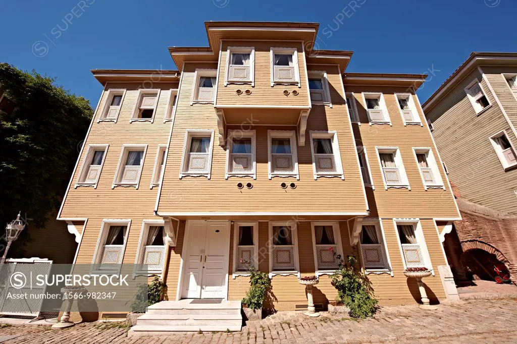 19th century historic Ottoman houses of Sogukçesme Sokagi Street of the Cold Fountain built against the outer wall of the Topkapi Palace once the vill...