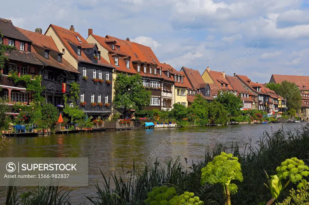 Little Venice, Regnitz river, Old fishermen´s houses, Bamberg, UNESCO World Heritage site, Franconia, Bavaria, Germany, Europe