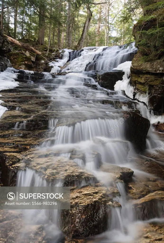 Snyder Brook Scenic Area - Tama Falls along Snyder Brook during the spring months in Randolph, New Hampshire USA
