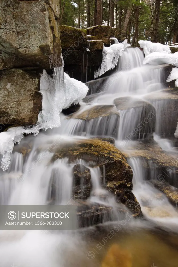 Stair Falls along Bumpus Brook during the spring months in Randolph, New Hampshire USA