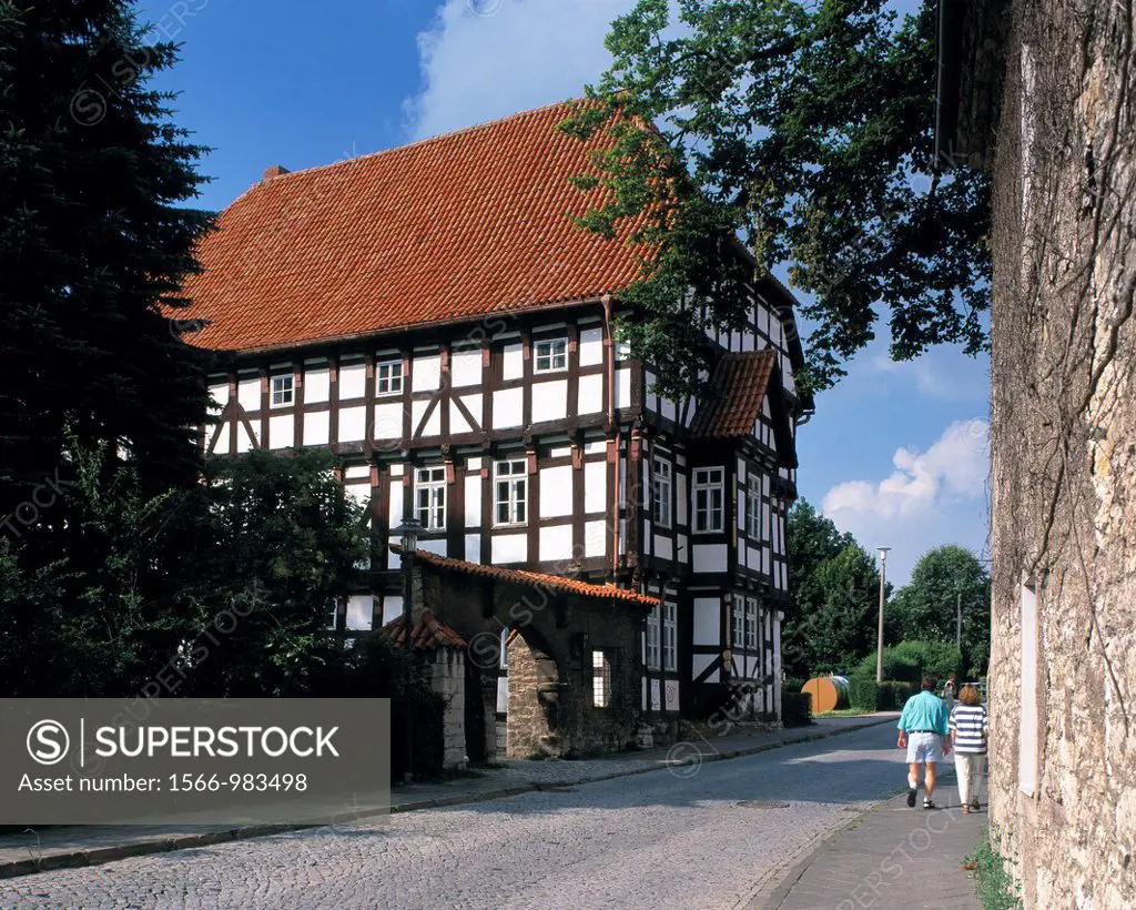 Germany, Leinefelde-Worbis, Ohmgebirge, Eichsfeld, Thuringia, city hall in Worbis, former Rentamt, half-timbered house