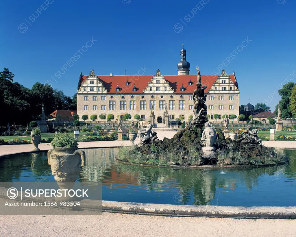 Germany, Weikersheim, Tauber, Tauber valley, Baden-Wuerttemberg, Weikersheim Castle, Hohenlohe, renaissance, baroque, castle gardens, Hercules spring,...