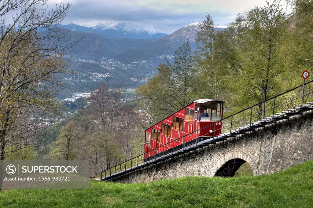 Funicular, Monte Bre, Lugano, Ticino, Switzerland