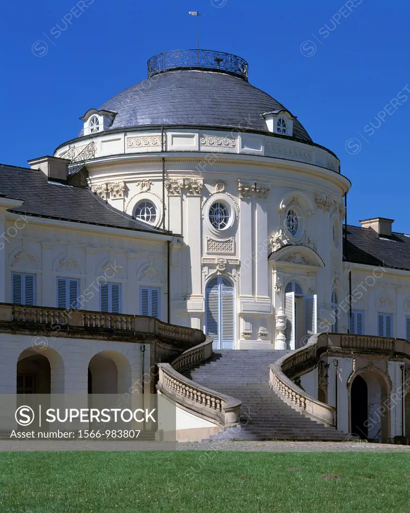 Germany, Stuttgart, Neckar, Baden-Wuerttemberg, castle Solitude, Hermitage Solitude, rococo, outside staircase, stairway