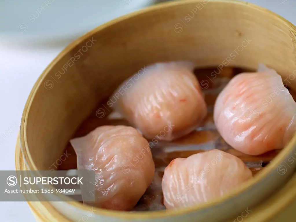 Har Gow, or shrimp dumpling, one of the most popular dishes in Chinese Dim Sum  The wrappers are made with boiling water, to which wheat starch, tapio...