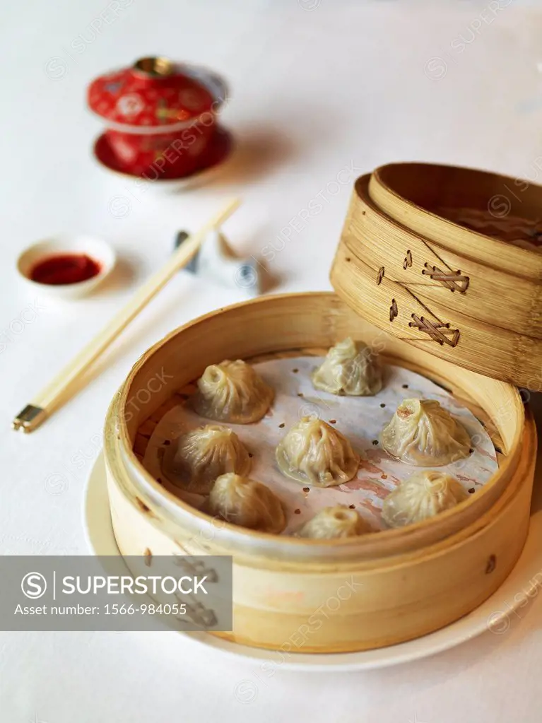 Shanghai Style Soup Dumplings, or Xiao Long Bao, a wonderful concoction of meat steamed in a delicate skin wrapping