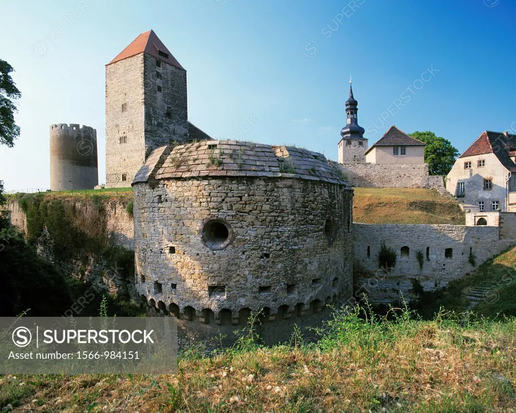 Germany, Querfurt, Harz Foreland, nature reserve Saale-Unstrut-Triasland, Saxony-Anhalt, Middle Ages, castle, fortress, defence tower Dicker Heinrich,...