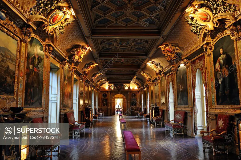 the gallery of the Chateau de Maintenon, Eure-et-Loir department, Centre region, France, Europe