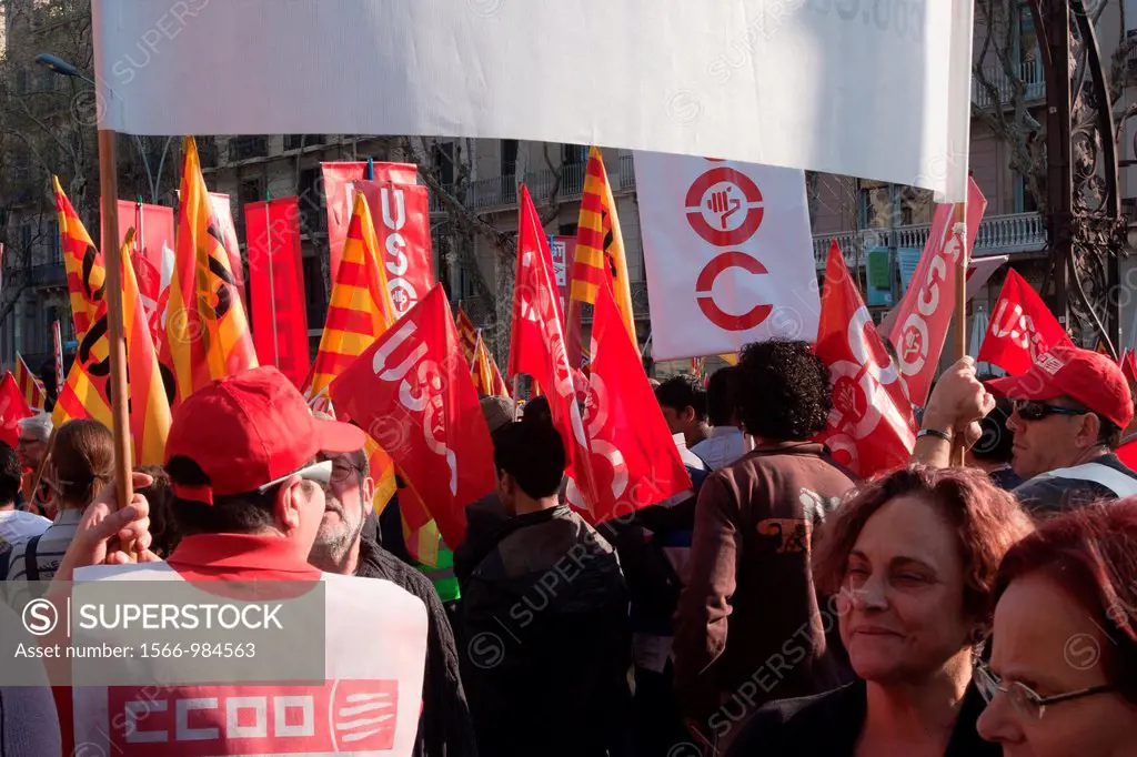 Protest, General Strike, March 29, 2012, Barcelona, Spain