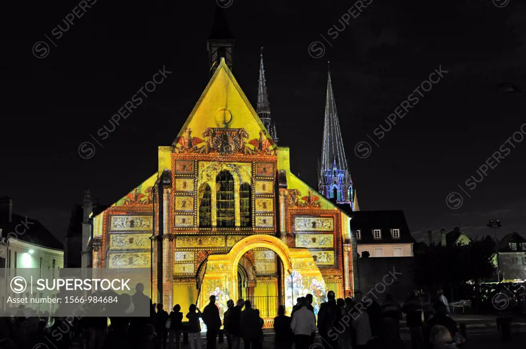 illuminations of the ancient chapel Sainte-Foy, Chartres, Eure-et-Loir department, Centre region, France, Europe