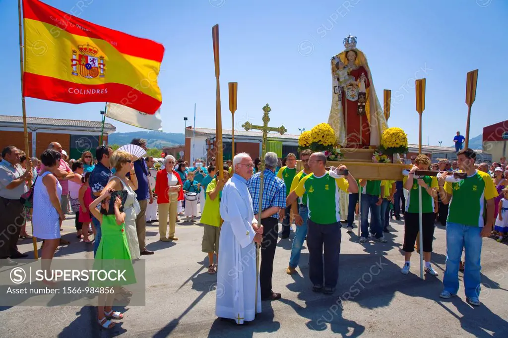 procession in Virgen del Carmen day or Carmen virgin 16-July  Colindres, Cantabria, Spain