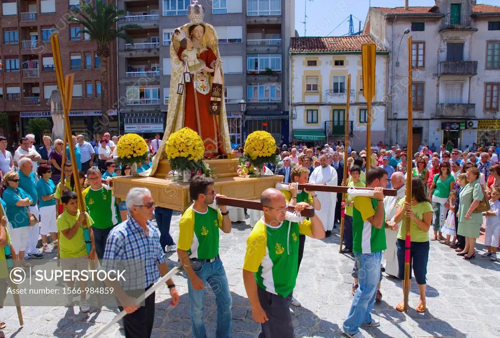 procession in Virgen del Carmen day or Carmen virgin 16-July  Colindres, Cantabria, Spain