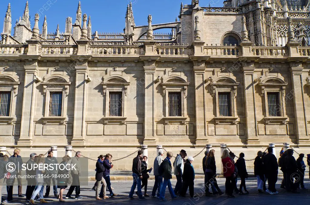 UNESCO World Heritage Site  Cathedral of Saint Mary of the See in Seville during Holy week celebration, Andalusia, Spain, Europe