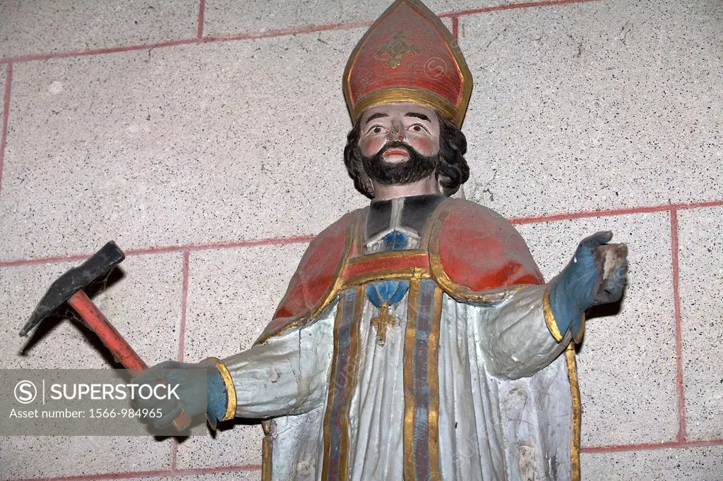 Church of Locquirec, brittany, France. Saint Eligius bishop is represented in first blacksmith, and goldsmith, master of currencies, adviser to King C...