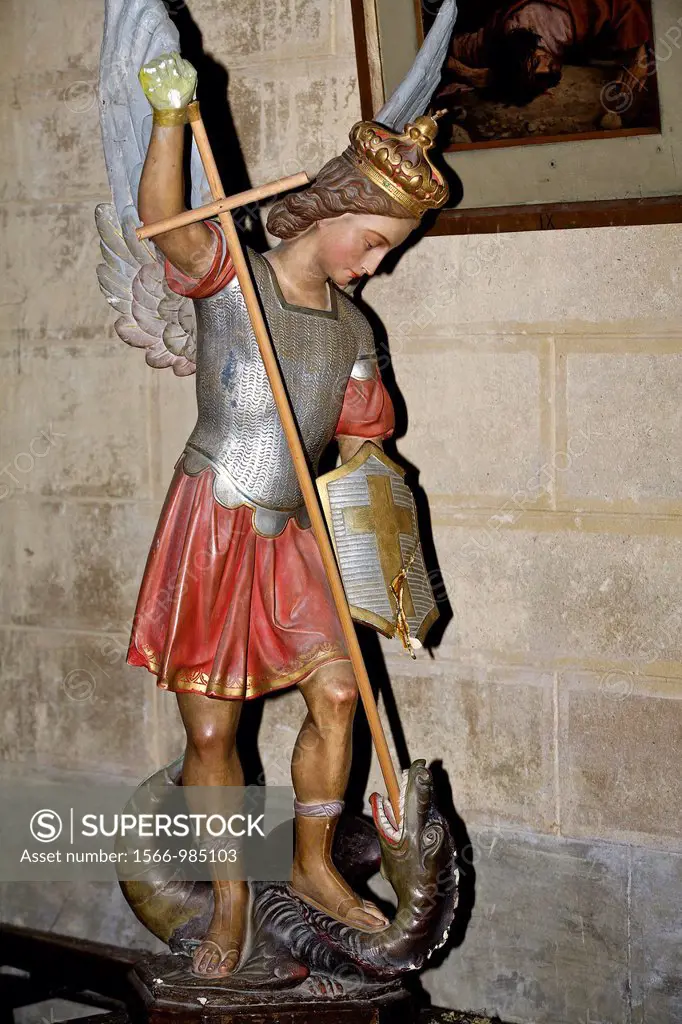St Michel slaying the dragon, common St Michel in Greves, armor Coast, brittany, France