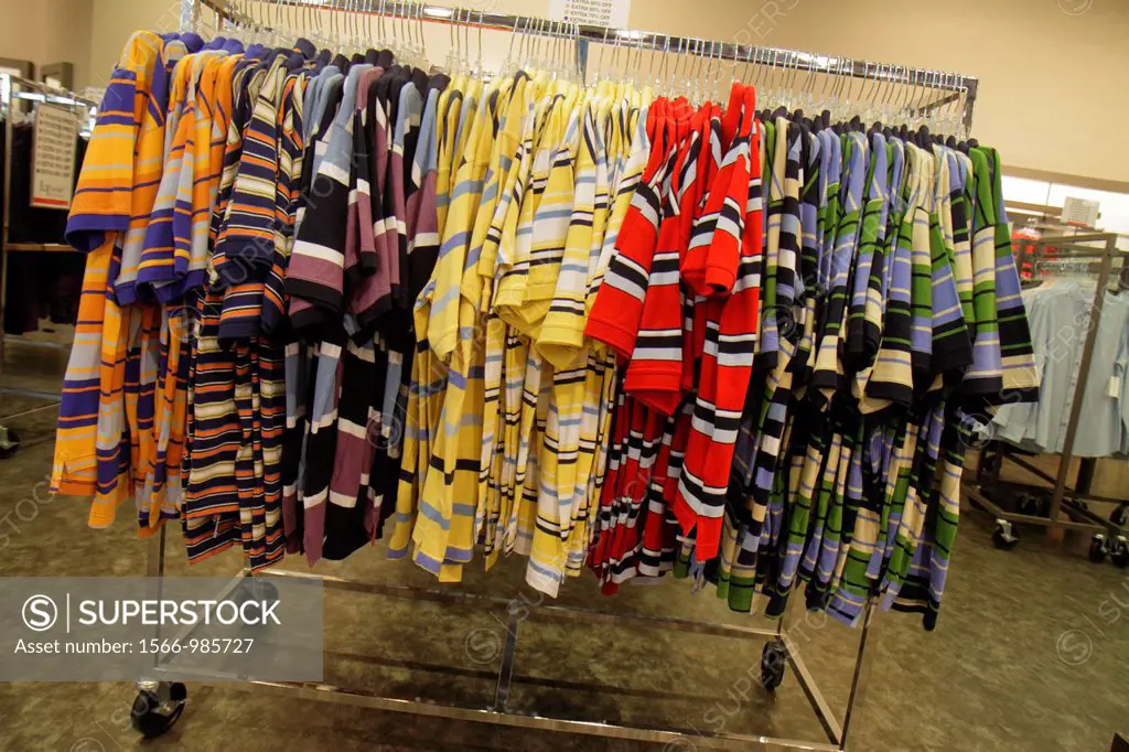 Florida, Miami, Sweetwater, Dolphin Mall, shopping, Lord & and Taylor Outlet Store, retail display, for sale, fashion, men´s, shirts, clothing rack,