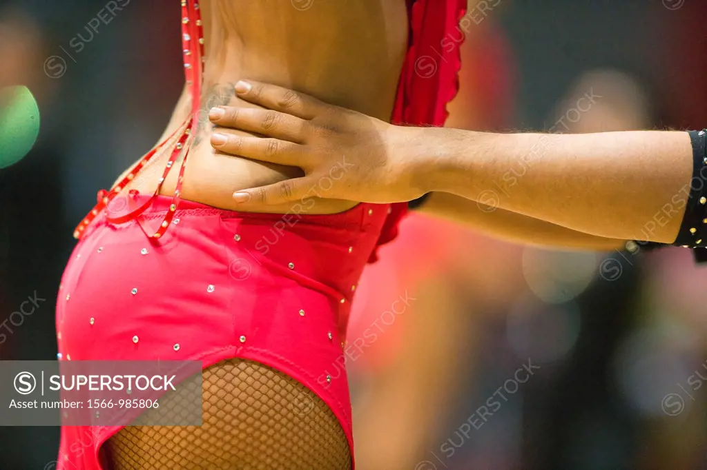 Detail of a dancing couple at a dancing competition, Germany, Europe