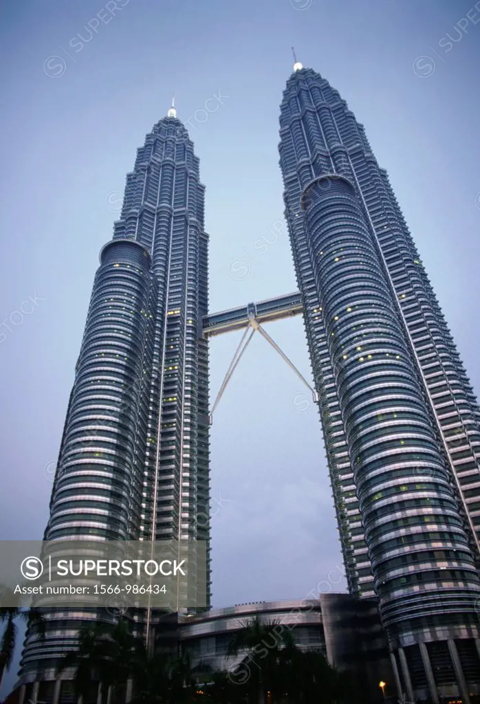The tallest twin towers in the world - the Petronas Towers in Kuala Lumpur, Malaysia