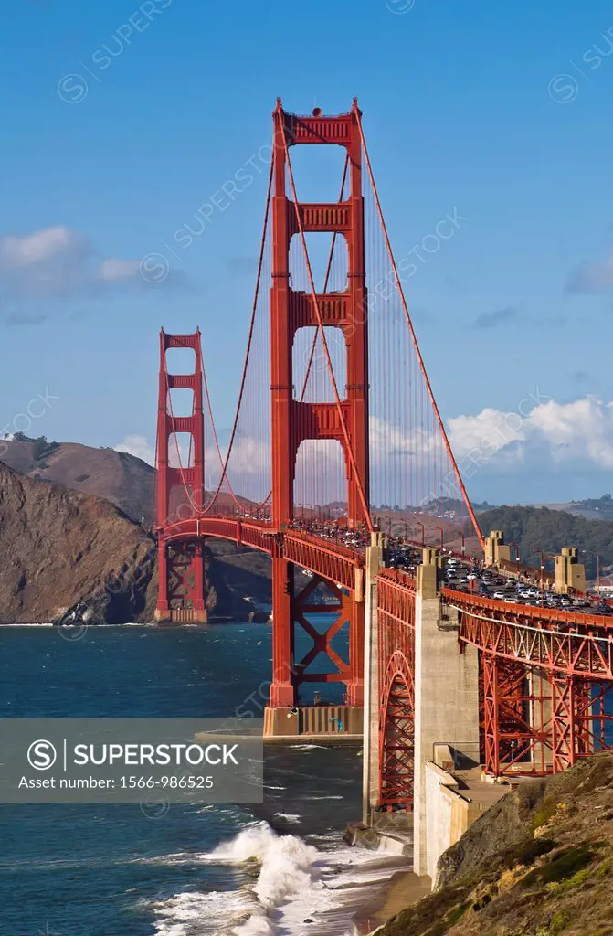 The Golden Gate Bridge ship leaving San Francisco, California, USA