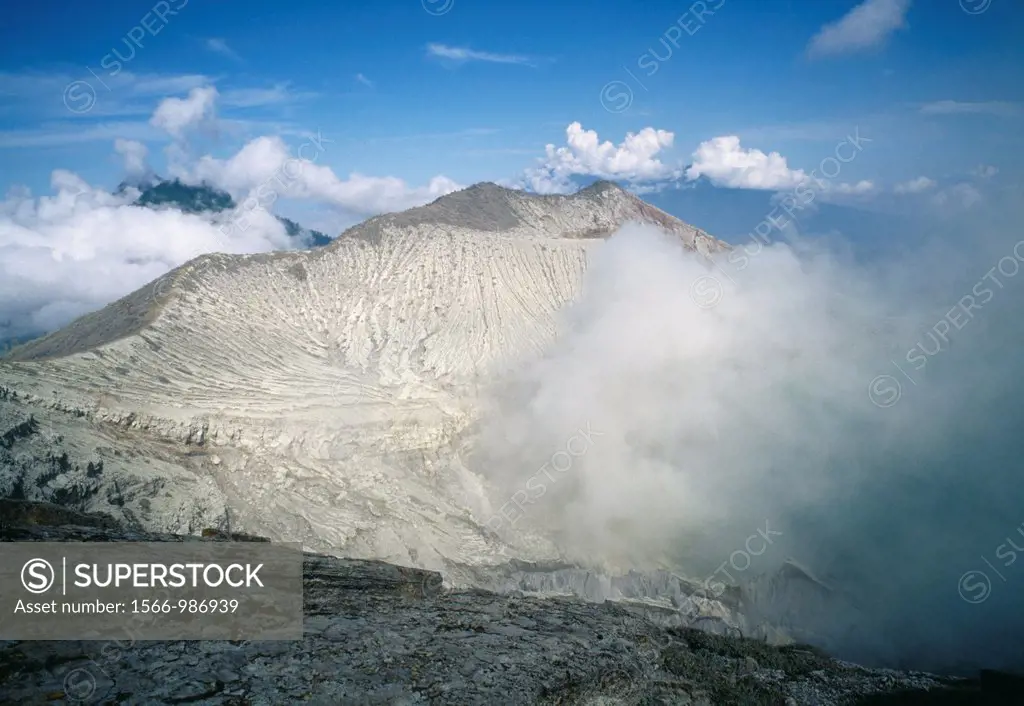 The Kawah Ijen crater  An area of Sulfur mining in East Java, Indonesia