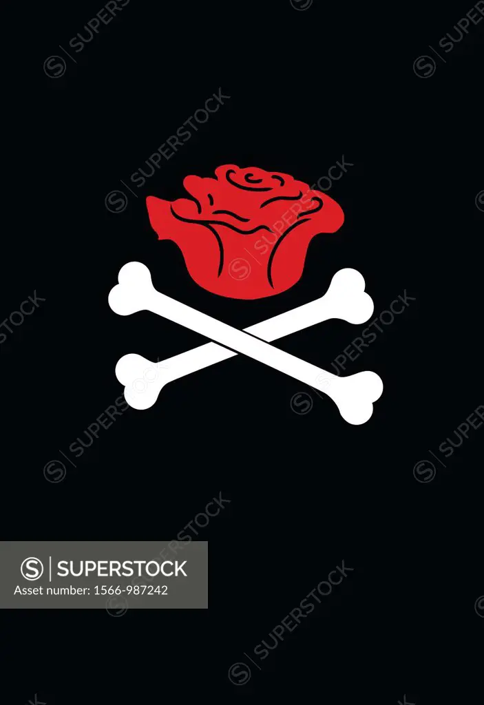 Red rose and crossbones