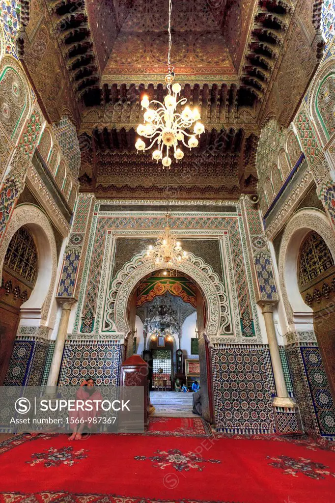 Morocco, Fes, Medina Old Town, Zaouia Moulay Idriss II Mausoleum