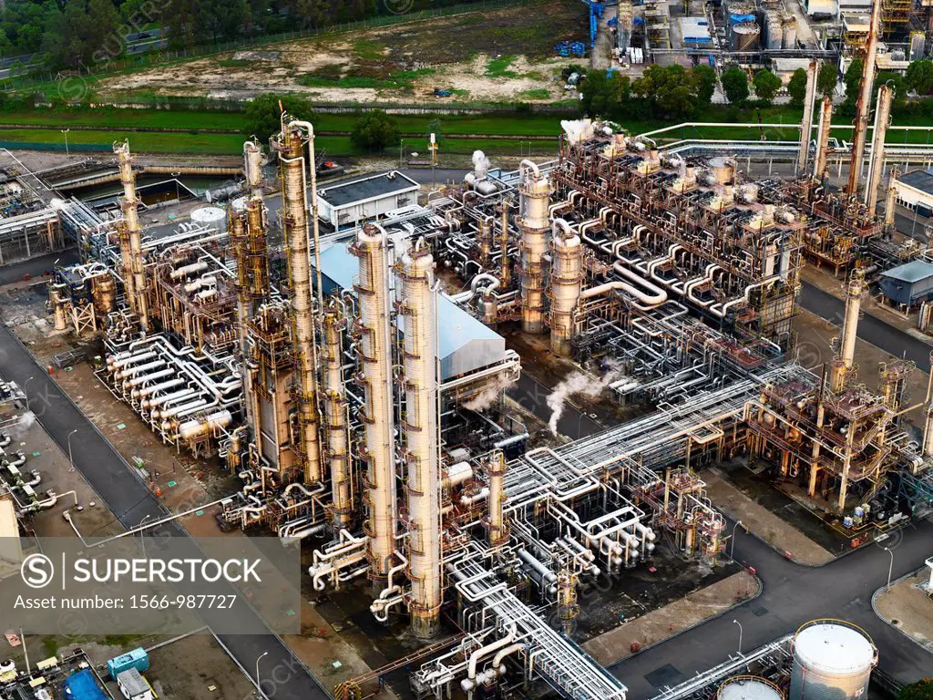 An aerial view of a oil refinery in Johor, Malaysia