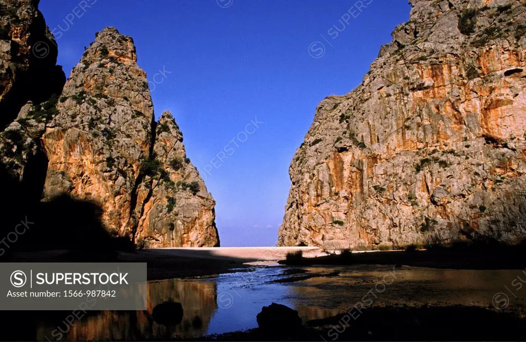 Torrent of Pareis, Sa Calobra, Escorca, Sierra de Tramuntana Majorca, Balearic Islands Spain