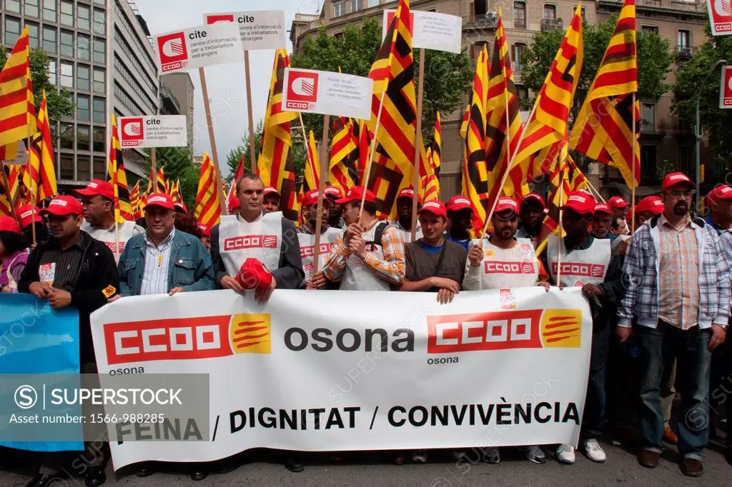 May Day demonstration, 2010, Barcelona, Spain