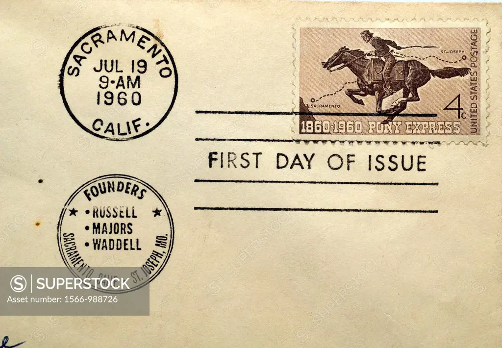 First day of issue postage cancellations  1960 Pony Express  US commemorative postage stamps