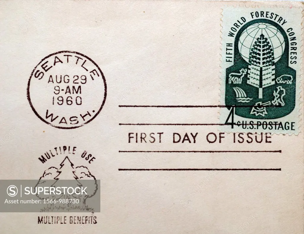 First day of issue postage cancellations  1960 World Forestry Congress  US commemorative postage stamps