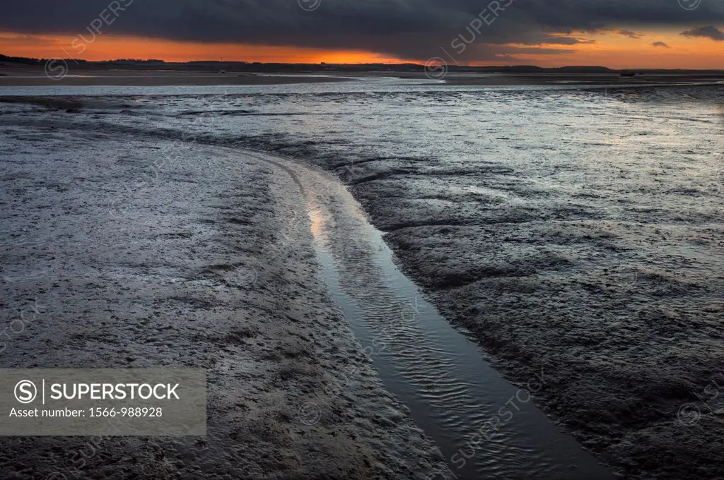 River Glaven Estuary Cley Beach Blakeney Point Norfolk Winter sunset