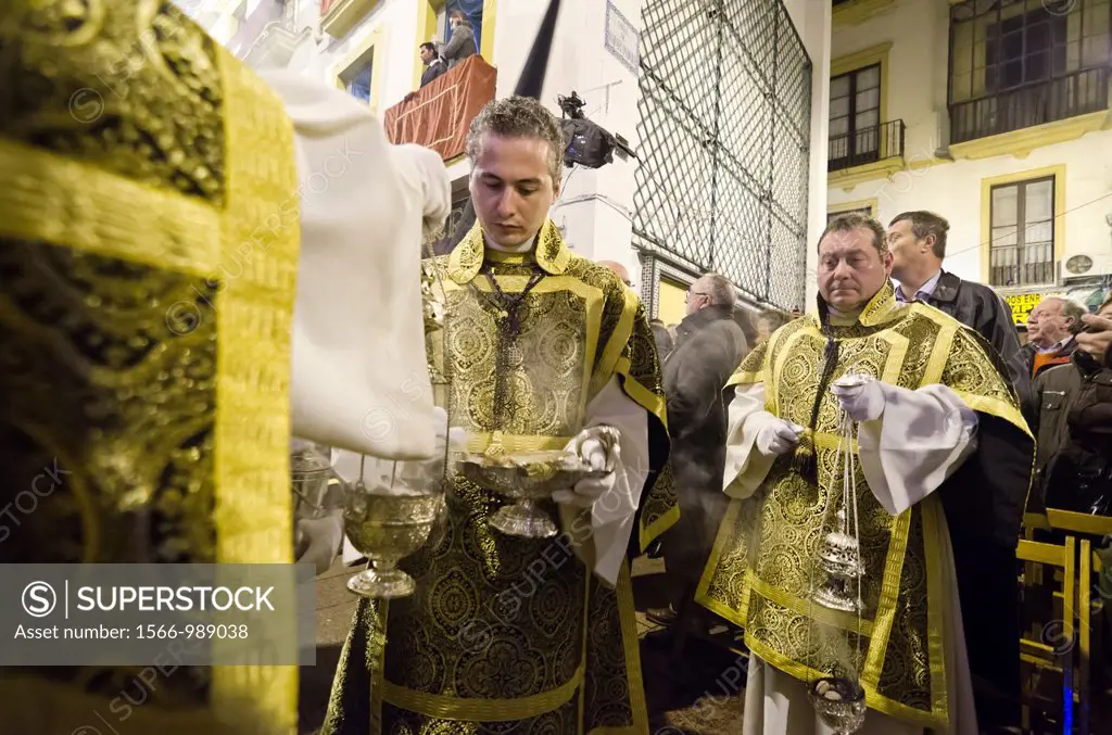 Procession in Seville during Holy week celebration, Andalusia, Spain, Europe