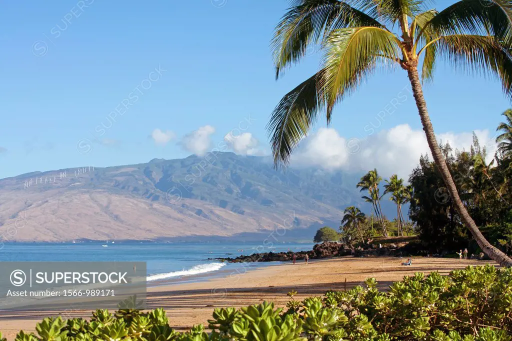 Charley Young Beach, Kihei, Maui, Hawaii  The West Maui Mountains in the distance