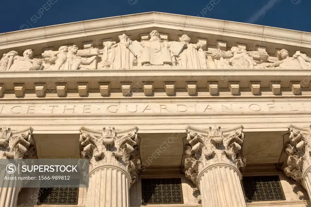 West facade of the US Supreme Court on Capitol Hill, Washington D.C., USA